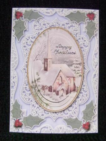 Pretty Snow Church A5 Lace Card Front Step by Step by Shelley Moniz