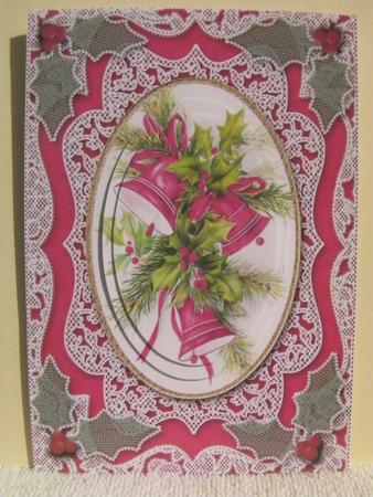Christmas Bells A5 Oval Lace Card Front Step by Step by Shelley Moniz