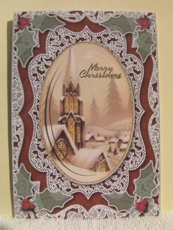 Silent Night A5 Oval Lace Card Front Step by Step by Shelley Moniz