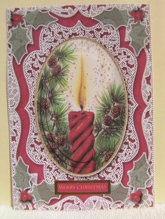 Christmas Candle A5 Oval Lace Card Front Step by Step by Shelley Moniz