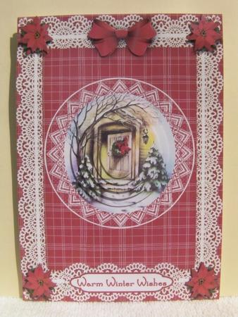 Warm Winter Wishes 'n Lace Pyramid Card Front by Shelley Moniz