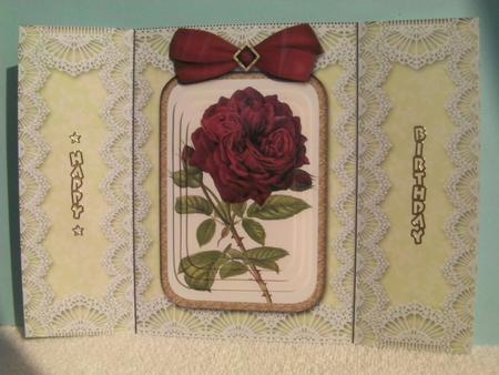 Red Rose Lace Gatefold Card by Shelley Moniz