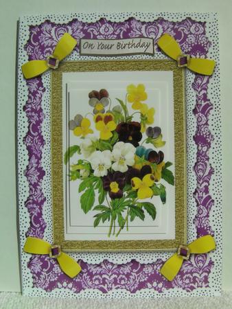 Mixed Pansies A5 Lace N Bows Card Front Step by Step by Shelley Moniz