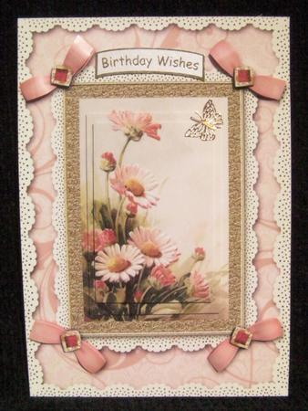 Peach Daisies A5 Lace N Bows Card Front Step by Step by Shelley Moniz