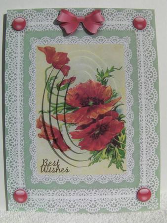 Poppies 'n Lace Pyramid Card Front by Shelley Moniz