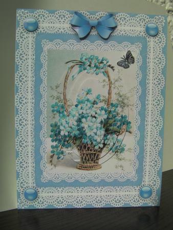 Forget Me Nots 'n Lace Pyramid Card Front by Shelley Moniz