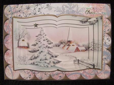 Christmas Snow Tree Scallop Edge Book Card by Shelley Moniz