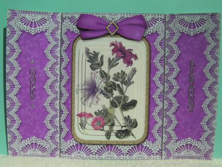 Petunias Lace Gatefold Card by Shelley Moniz