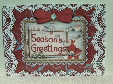 Seasons Greetings A5 Lace Card Front Step by Step by Shelley Moniz