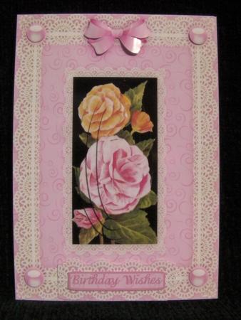 Begonias 'n Lace Pyramid Card Front by Shelley Moniz