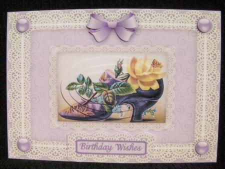 Floral Shoe 'n Lace Pyramid Card Front by Shelley Moniz