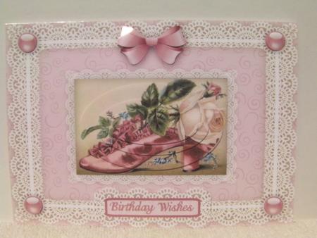 Floral Shoe 'n Lace 2 Pyramid Card Front by Shelley Moniz
