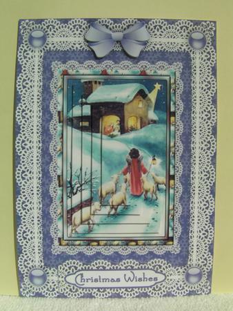 Away in a Manger 'n Lace Pyramid Card Front by Shelley Moniz