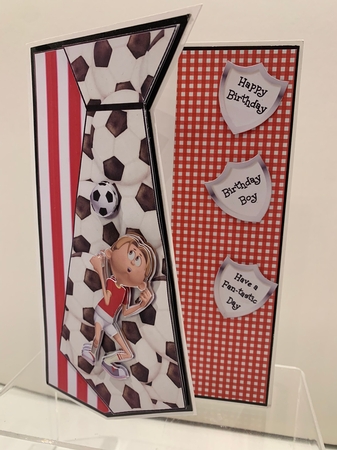 Football Tie Shaped Card Front Red & White 2 Featured Gallery Photo