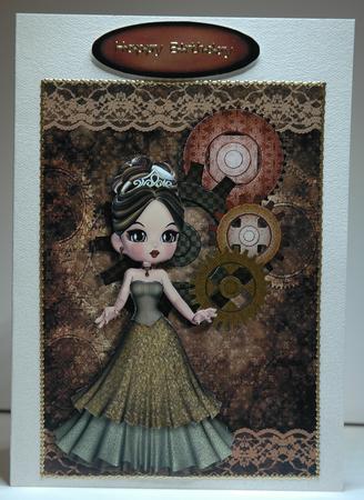 Steampunk Princess Cookie Card Front with Decoupage by Sherry Day
