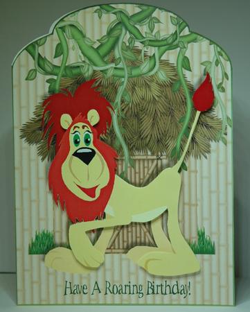 Roaring Birthday Scalloped Top Quick Card by Sherry Day