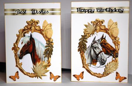 Horse Toppers in Gold Leaf Frames by Sherry Day