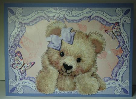 Cute Brown Bear with Purple Bow by Sherry Day