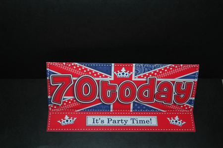 Large Dl Uk Shabby Flag 70th Birthday Easel Card Kit by Sherry Day
