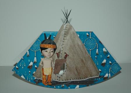Little Native American Brave Over the Top Wobble Card by Sherry Day