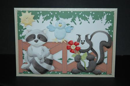 Woodland Friends with Little Blue Bird A4 by Sherry Day