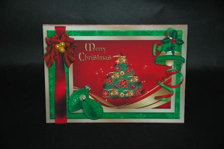 Christmas Tree Decoupage and Pyramid Card Front by Sherry Day