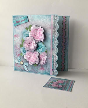 Shabby Flowers - Side Scallop Card Mini Kit by Sheryl Tully