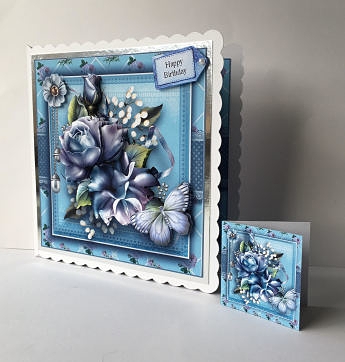 Vintage Blue Roses Card Front Kit by Sheryl Tully