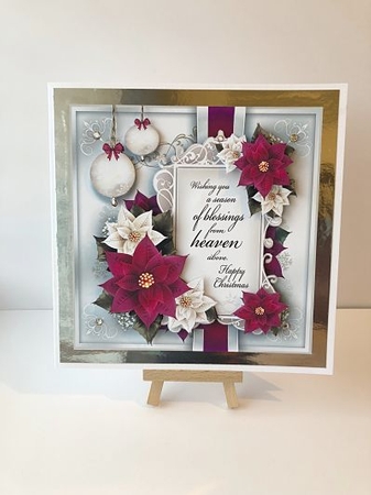 Christmas Bordeaux White Poinsettias with Verse Mini Kit by Sheryl Tully