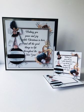 8x8 black white and gold Christmas with verse mini kit by Sheryl Tully