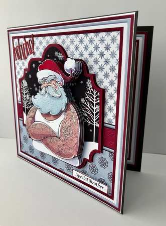 SANTA WITH TATTOOS Christmas 7.5 Decoupage & Insert Mini Kit by Sheryl Tully