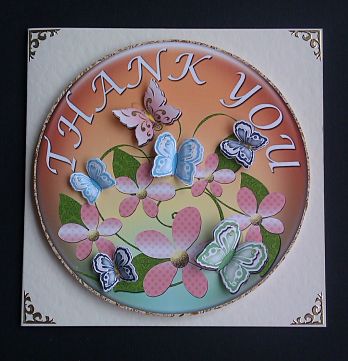Thank You Topper with Flowers & Butterflies by Sheryl Tully