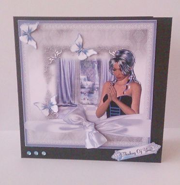 The Prayer in Blue and Shimmering Silver Card Topper by Sheryl Tully