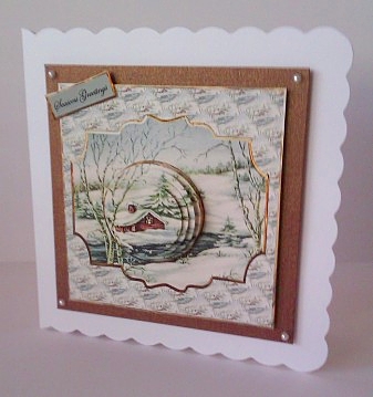 Log Cabin Across the River Card with Pyramid Layers by Sheryl Tully