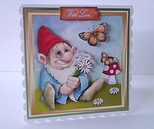 Thoughtful Gnome with Daisy's 8x8 Mini Kit by Sheryl Tully