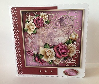 Roses at the Pond Decoupage Card Front by Sheryl Tully