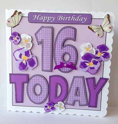 'any Age' with Purple Flowers & Butterflies Card Kit by Sheryl Tully