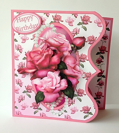 Pink Roses Offset Bracket Card Mini Kit by Sheryl Tully