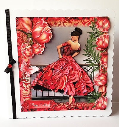 Gorgeous Rosie Red Dress Card Front Kit by Sheryl Tully