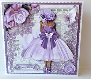 Beautiful Lilac Silky Dress Card Front Kit by Sheryl Tully