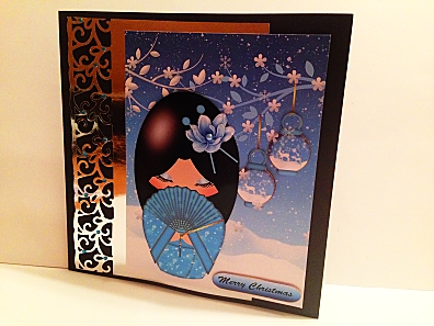 Christmas Kokeshi Doll in Blues by Sheryl Tully