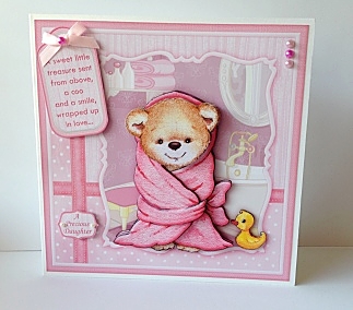 Baby Girl Bath Time 8x8 Mini Kit & Decoupage by Sheryl Tully
