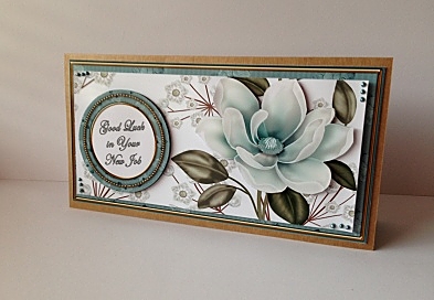 Dteal Magnolia Good Luck New Job Floral Dl Decoupage Topper by Sheryl Tully