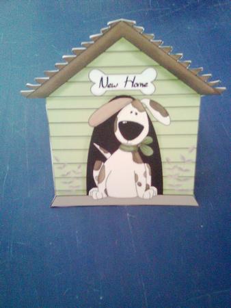 In the Dog House Kennel Shaped Decoupage Card - Olive Green by Shirley Elliott
