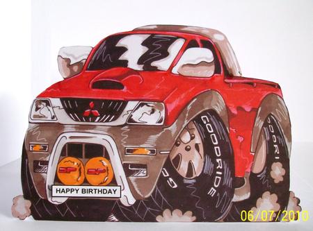 Red Car Shaped Card by Shirley Hucker
