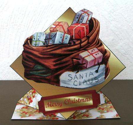 Vintage Christmas Present Diamond Top Card by Shirley Hucker