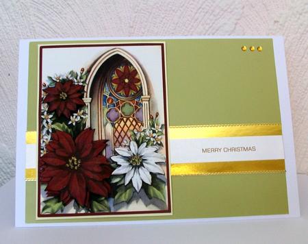 Poinsettias & Church Window by Shirley Hucker