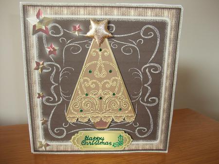 Brown Christmas Tree Square Topper 1 by SHIRLEY PEACOCK