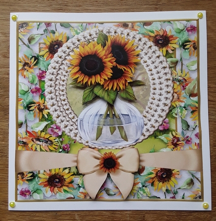 Framed sunflowers card front 1 by Shirley Taylor