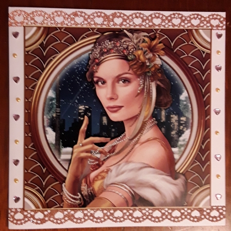Art Deco Lady Christmas Athena 7x7 Gold by Shirley Taylor